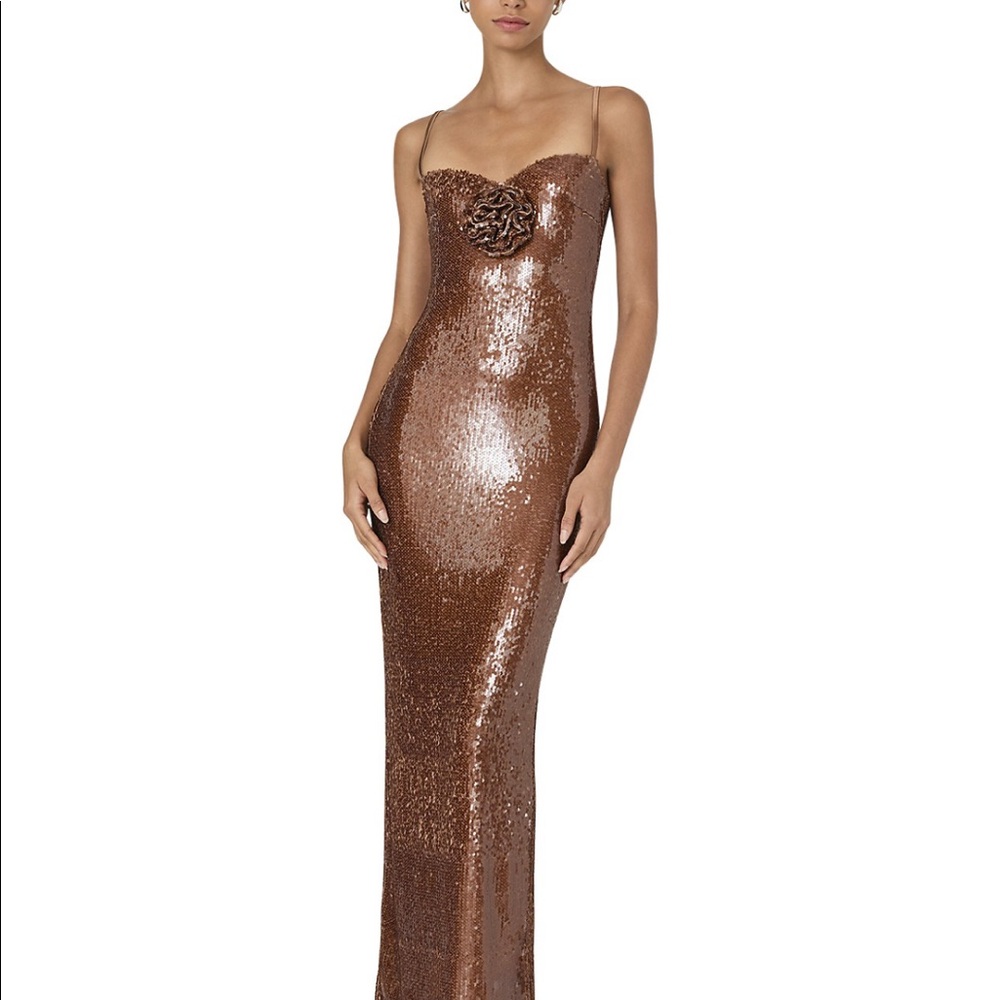 FRENCH CONNECTION Sequined Gown brown Sz 2